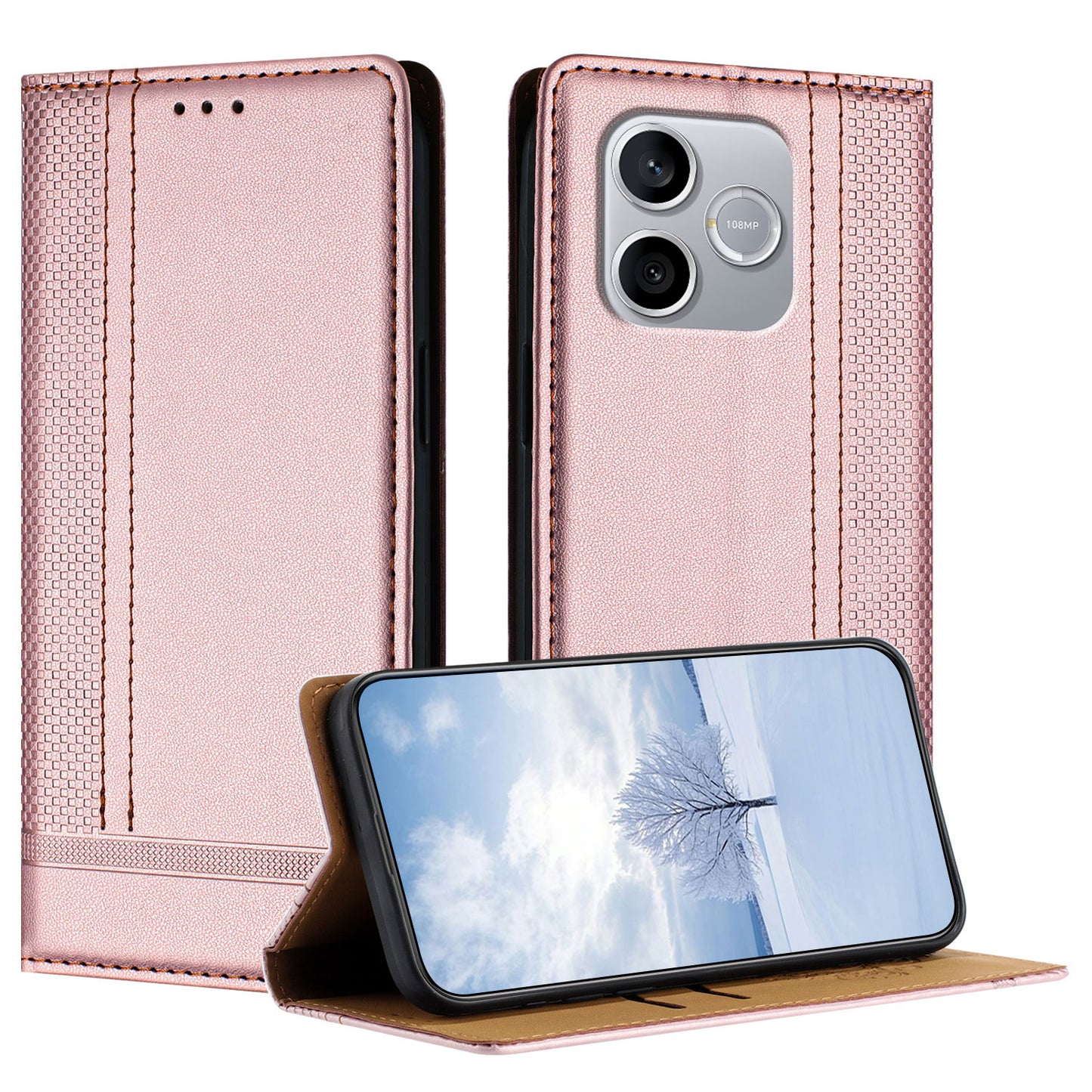 For Honor 600 Lite 5G Case L-Shaped Grid Pattern Leather Stand Phone Cover with Card Slots