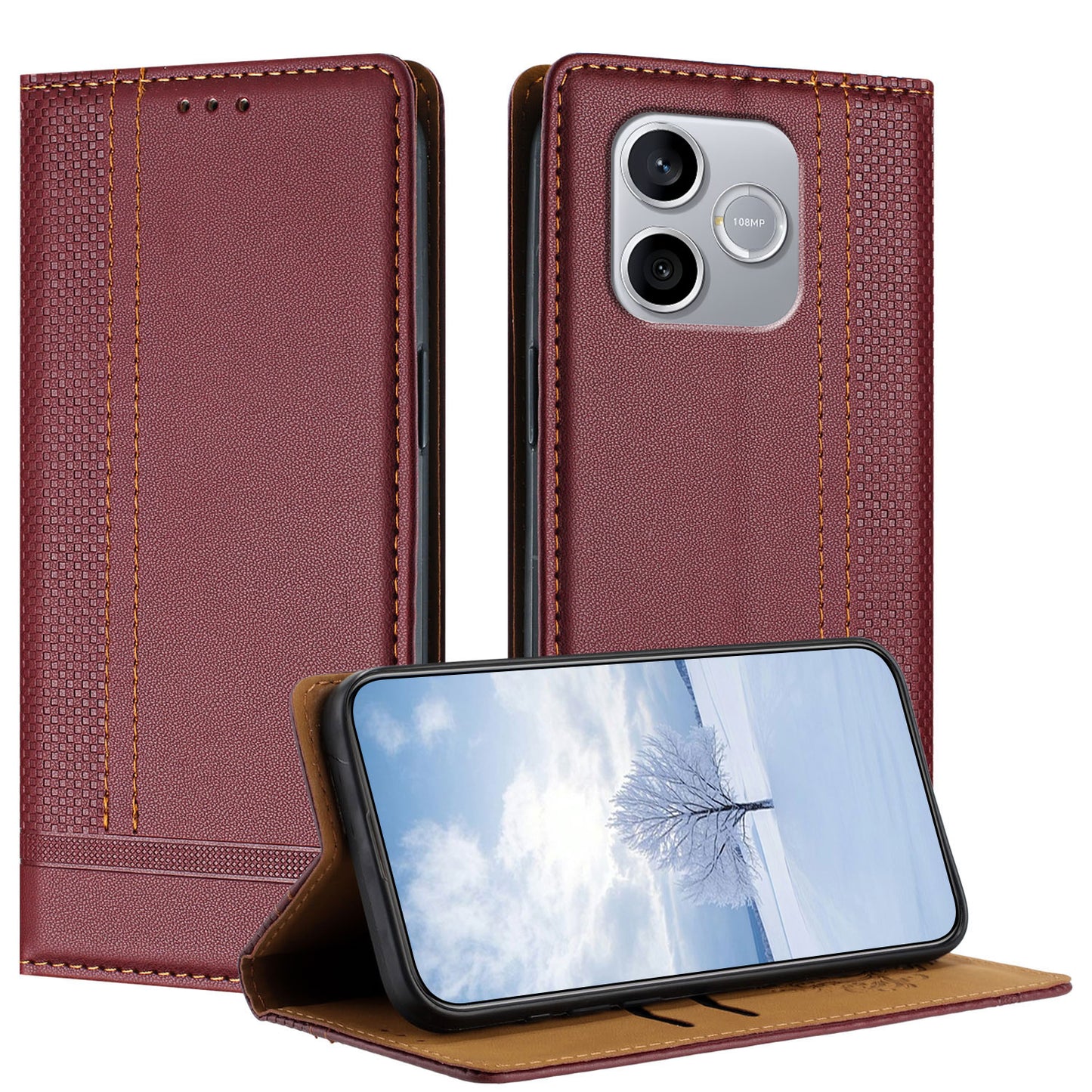 For Honor 600 Lite 5G Case L-Shaped Grid Pattern Leather Stand Phone Cover with Card Slots