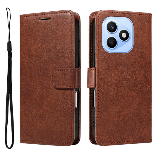 Honor X8d 4G Handyhülle – Leder-Geldbörsen- mit Riemen, einfarbige Handy-Ständer-Abdeckung