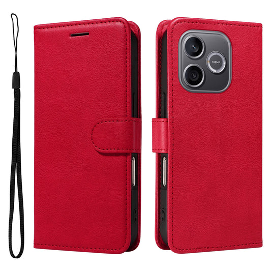 Honor 600 Lite 5G Handyhülle – Leder-Geldbörsen- mit Riemen, einfarbige Handy-Ständer-Abdeckung