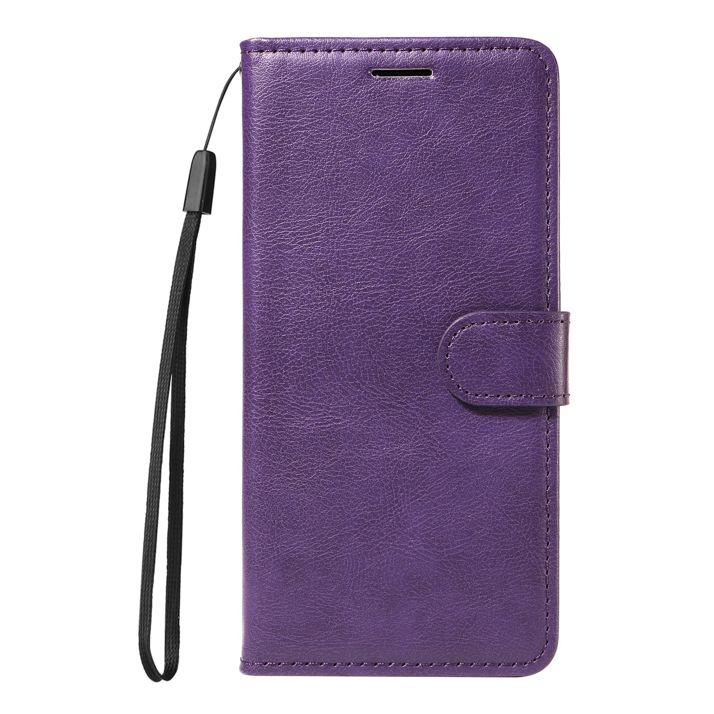 For Honor 600 Lite 5G Leather Wallet Case with Strap Solid Color Phone Stand Cover