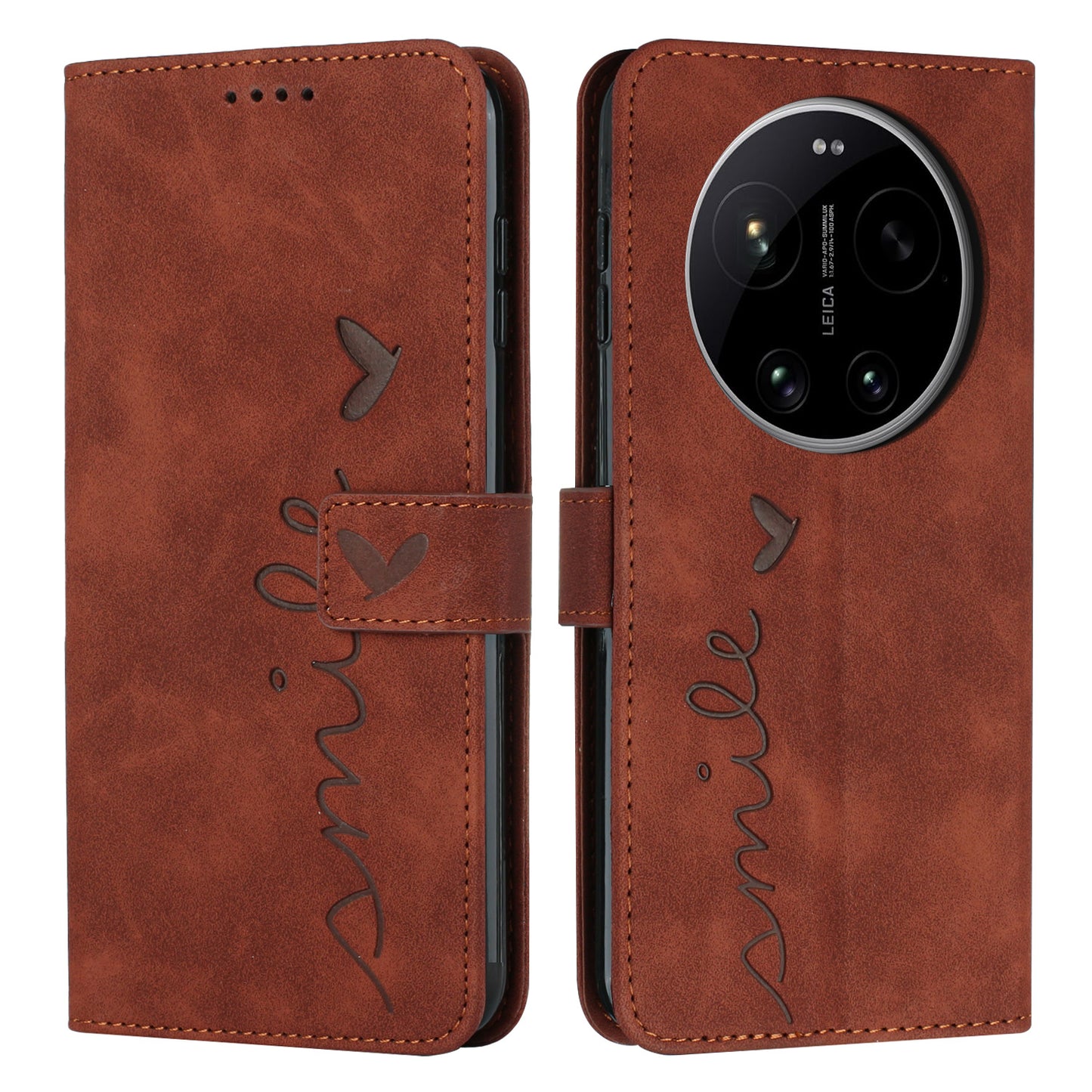 For Xiaomi 17 Ultra 5G Stand Case PU Leather Phone Cover Imprinted Heart Pattern