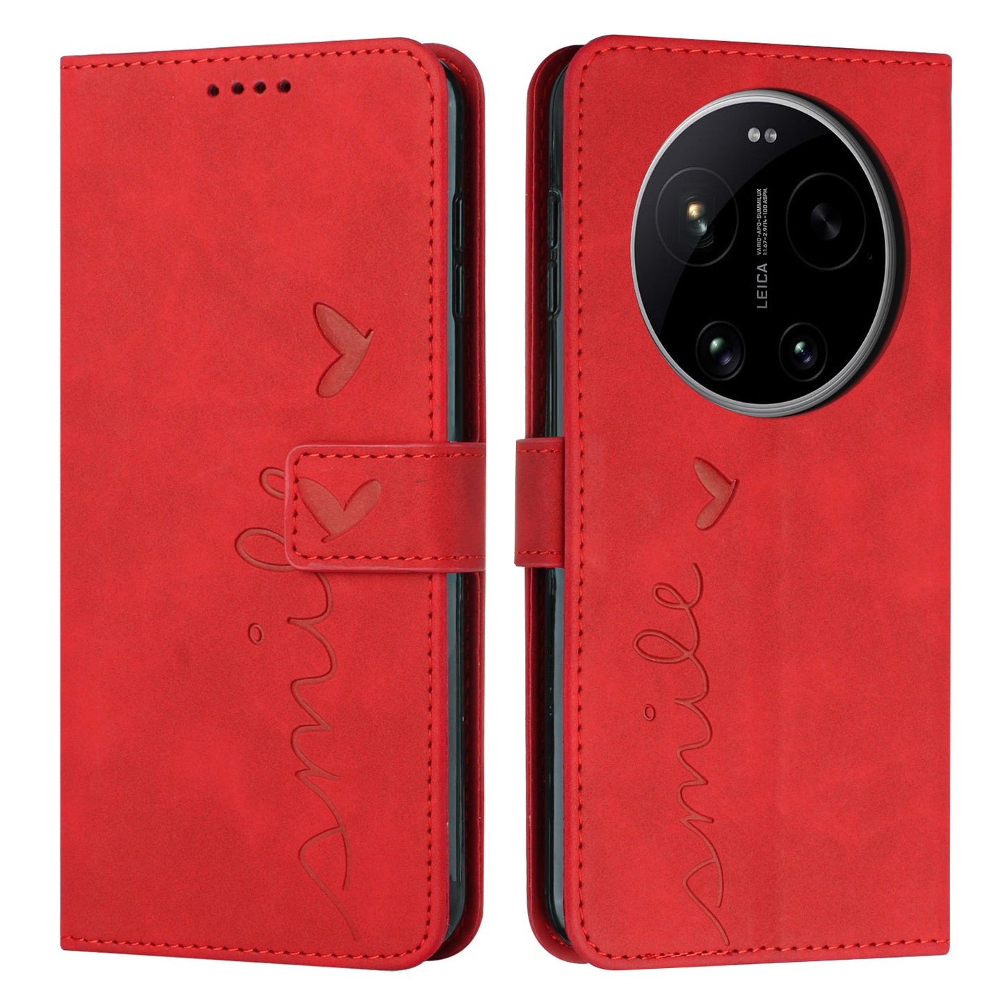 For Xiaomi 17 Ultra 5G Stand Case PU Leather Phone Cover Imprinted Heart Pattern