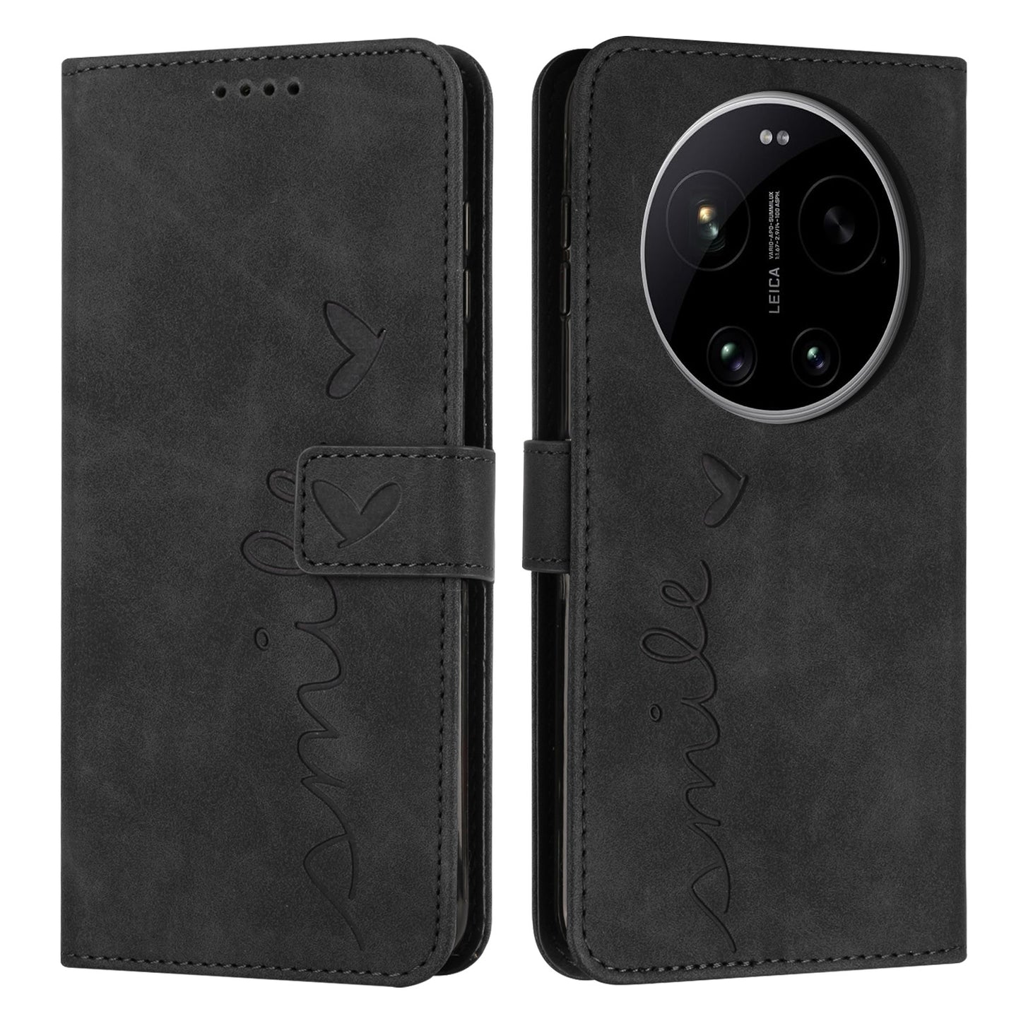 For Xiaomi 17 Ultra 5G Stand Case PU Leather Phone Cover Imprinted Heart Pattern