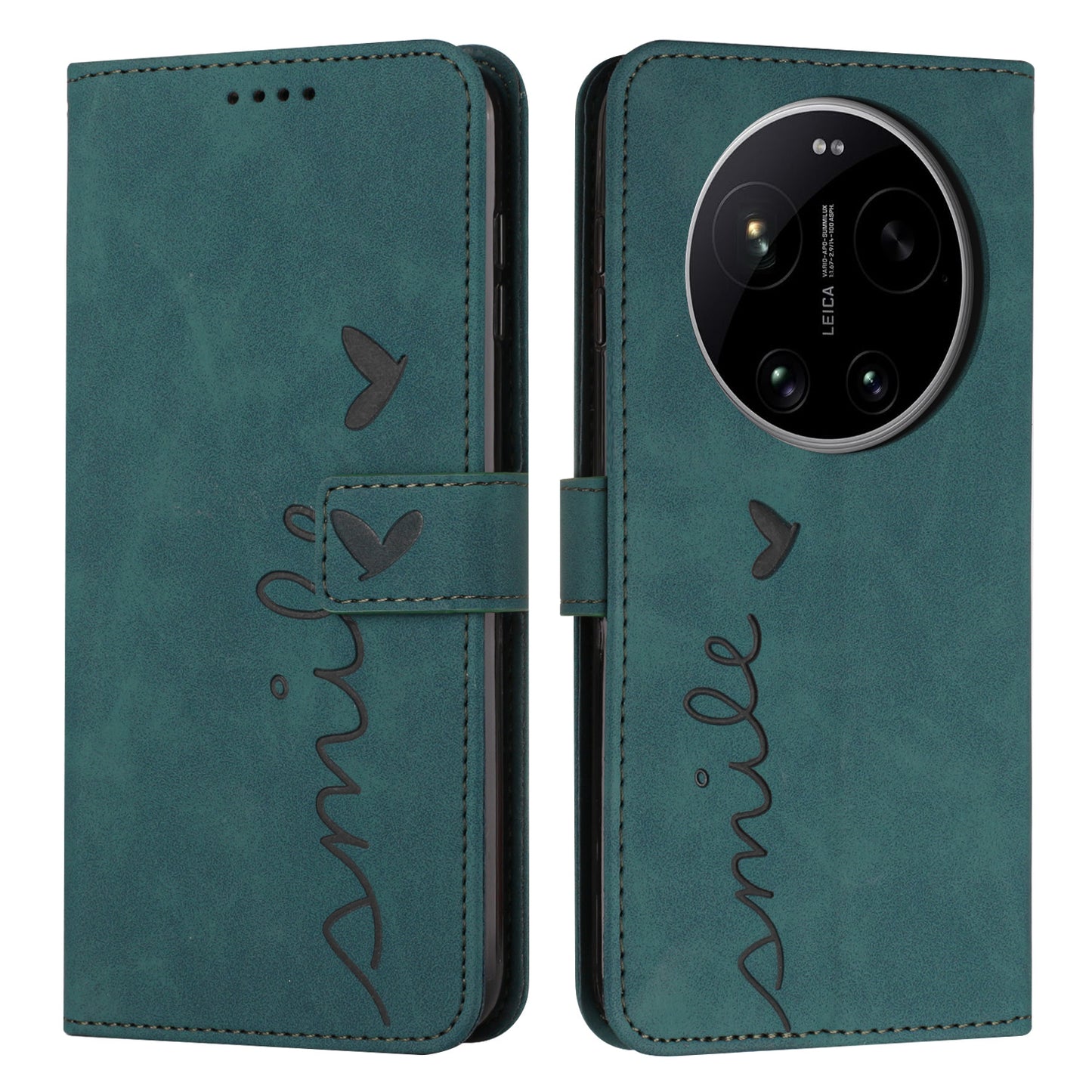 For Xiaomi 17 Ultra 5G Stand Case PU Leather Phone Cover Imprinted Heart Pattern