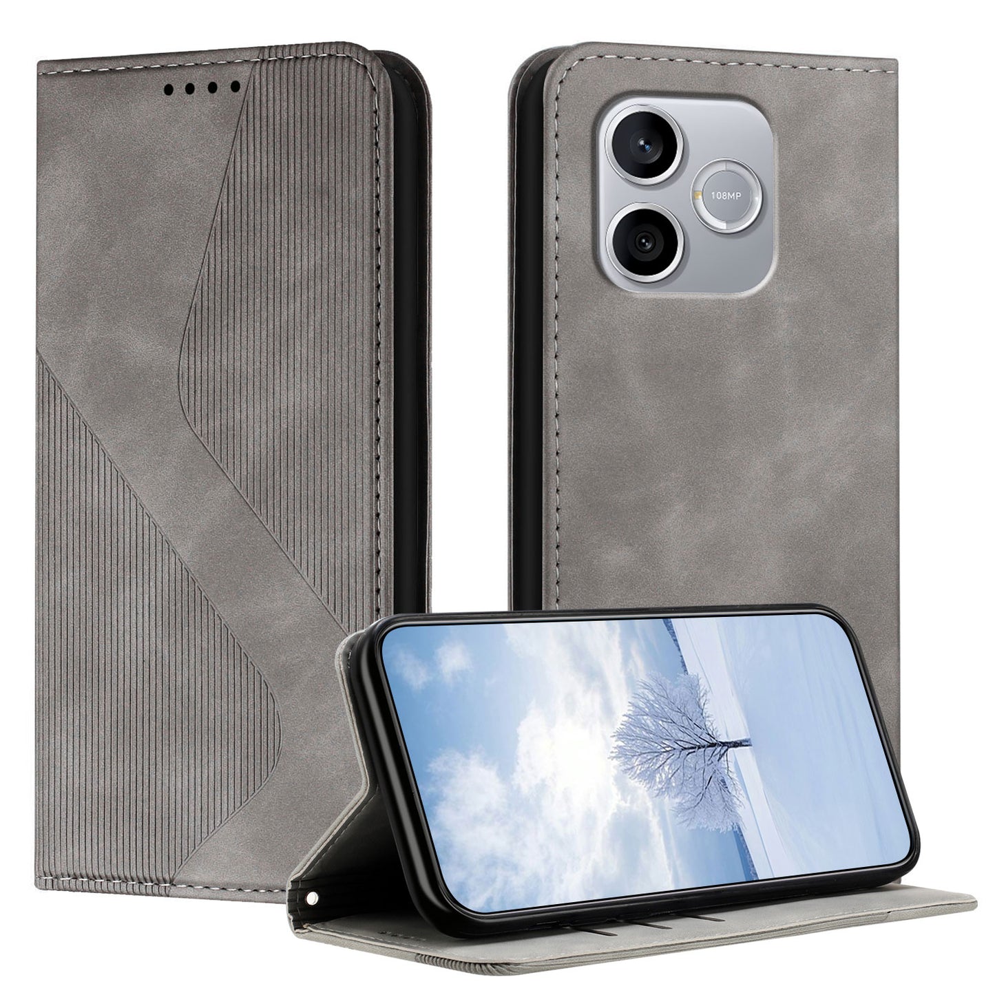 For Honor 600 Lite 5G Phone Cover Skin-touch Feel Leather Wallet Case with Stand
