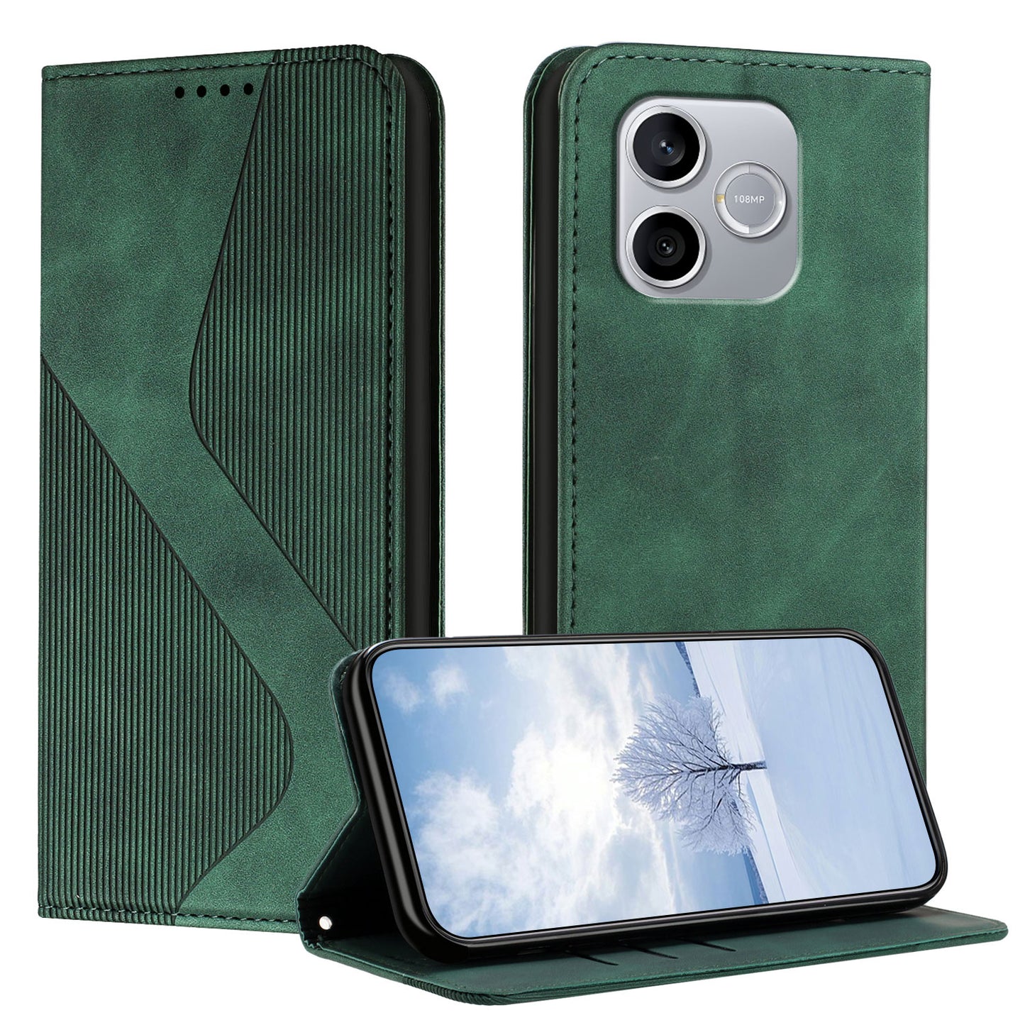 For Honor 600 Lite 5G Phone Cover Skin-touch Feel Leather Wallet Case with Stand