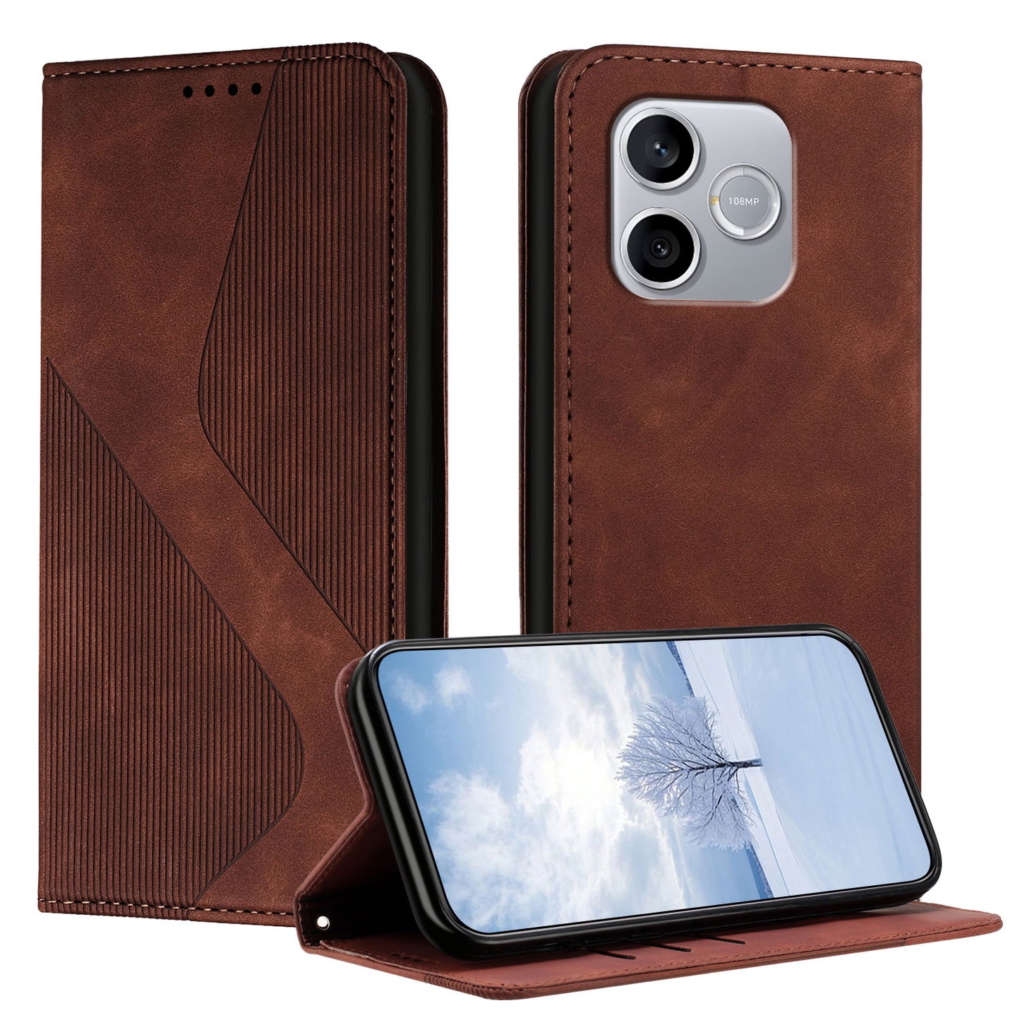 For Honor 600 Lite 5G Phone Cover Skin-touch Feel Leather Wallet Case with Stand