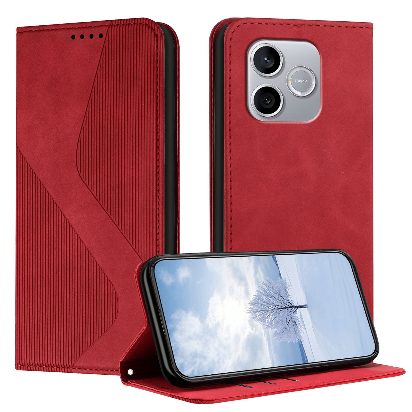 For Honor 600 Lite 5G Phone Cover Skin-touch Feel Leather Wallet Case with Stand