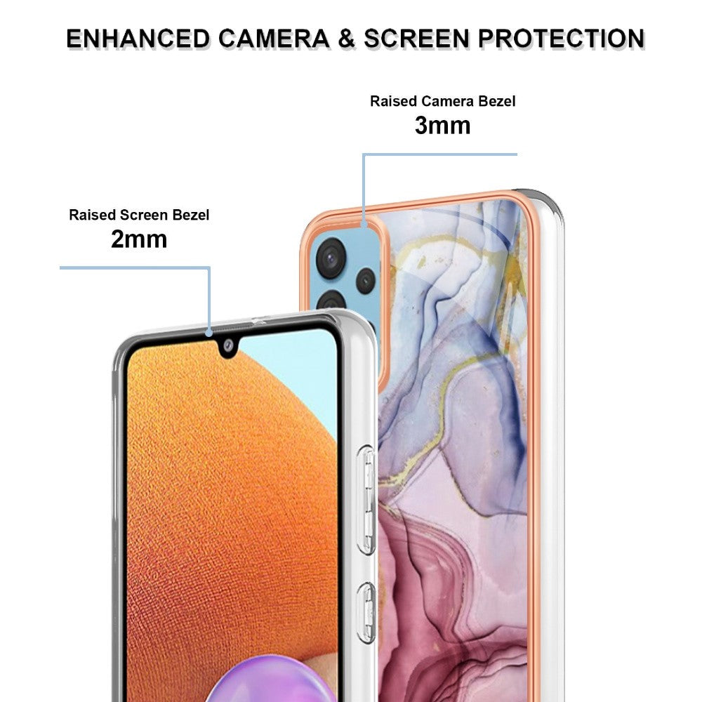 Galaxy A32 4G Schutzhülle – Mit Marmormuster 2,0 mm Galvanik-Rückseite