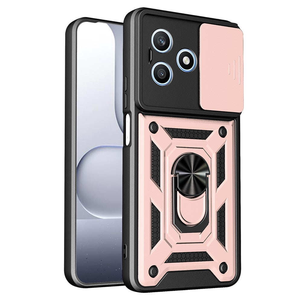 For Honor X8d 4G Case with Slide Camera Lid PC + TPU Kickstand Phone Cover