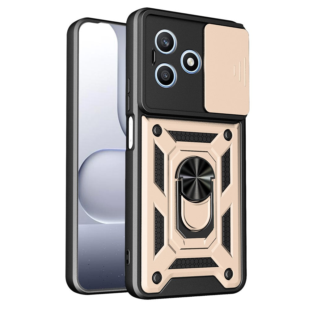 For Honor X8d 4G Case with Slide Camera Lid PC + TPU Kickstand Phone Cover