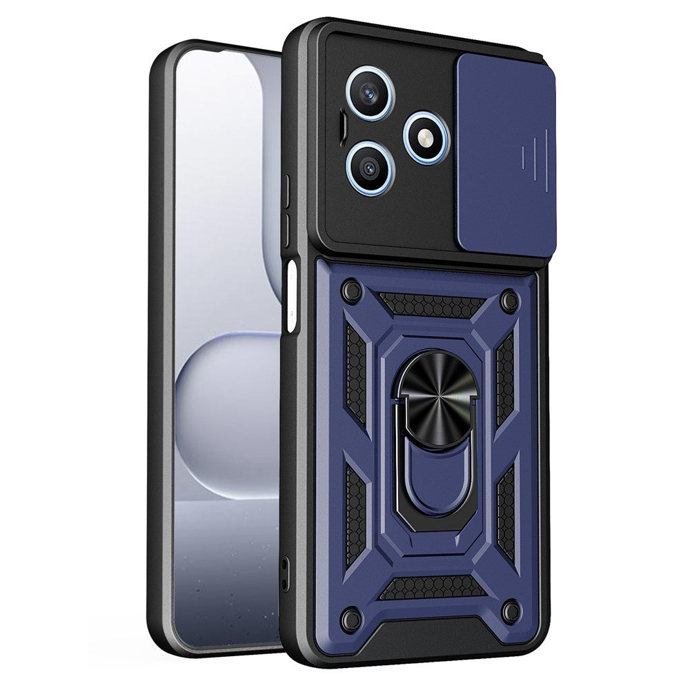 For Honor X8d 4G Case with Slide Camera Lid PC + TPU Kickstand Phone Cover