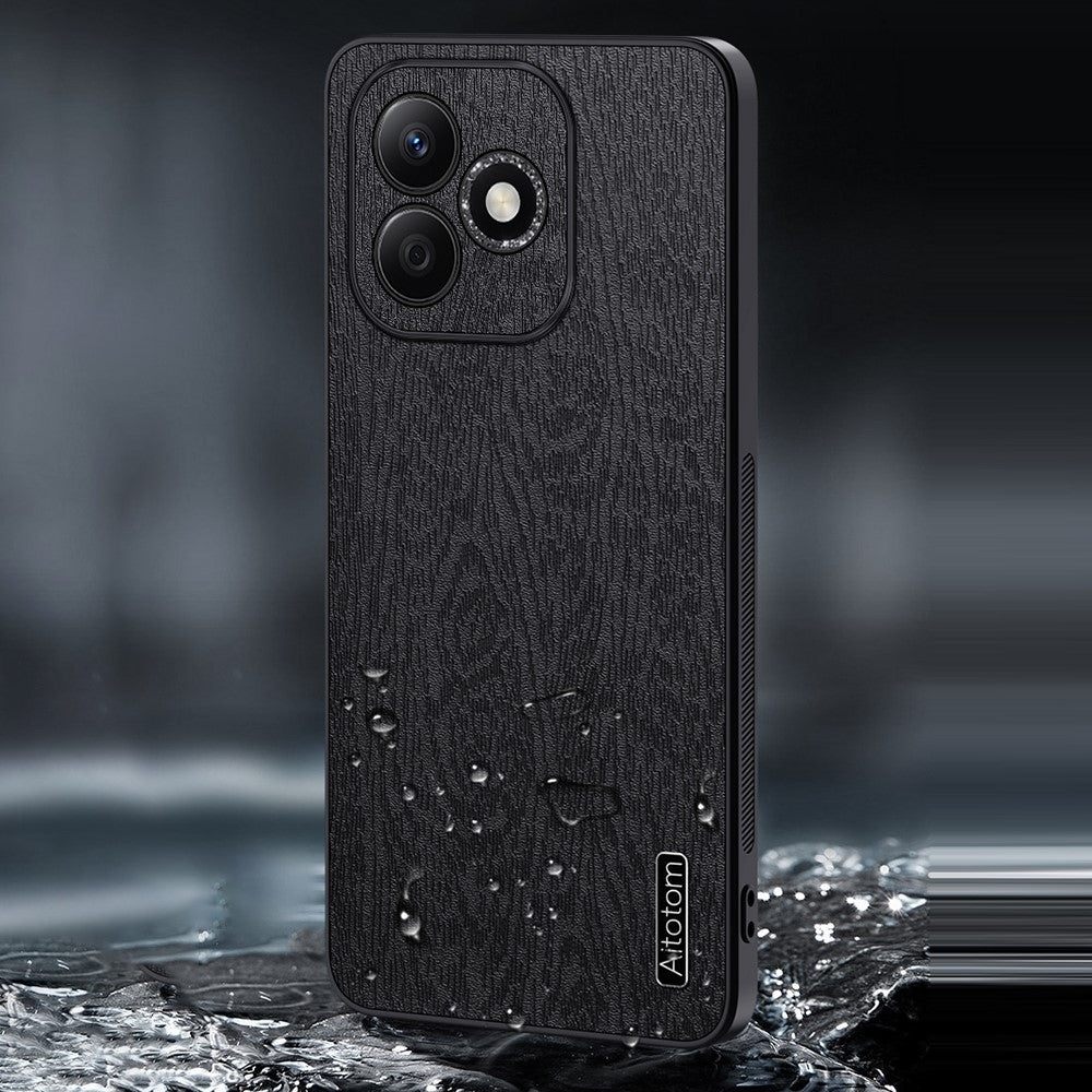 Honor 600 Lite 5G Handyhülle – Aus lederbeschichtetem PC+TPU, mit Holzmaserung