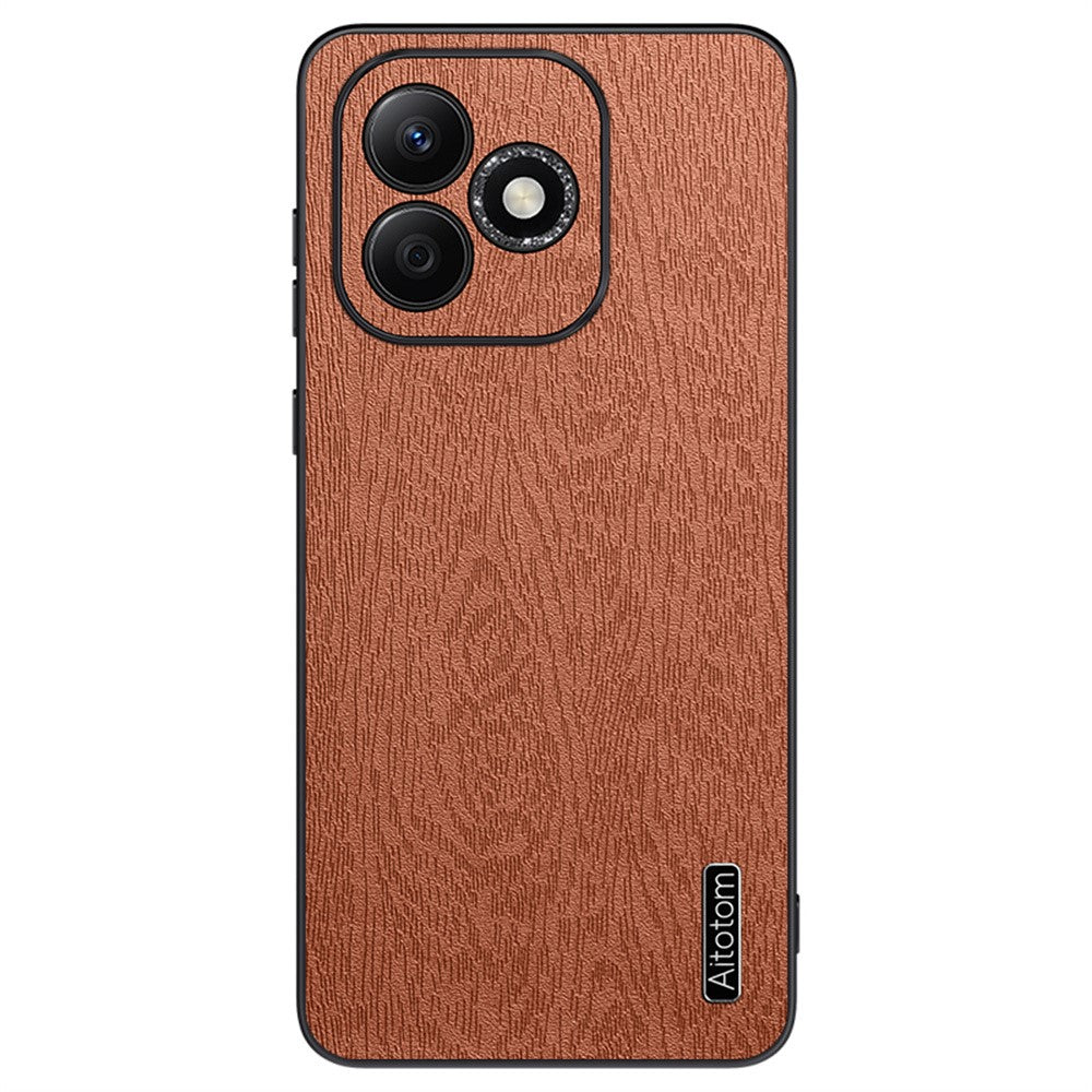 Honor 600 Lite 5G Handyhülle – Aus lederbeschichtetem PC+TPU, mit Holzmaserung