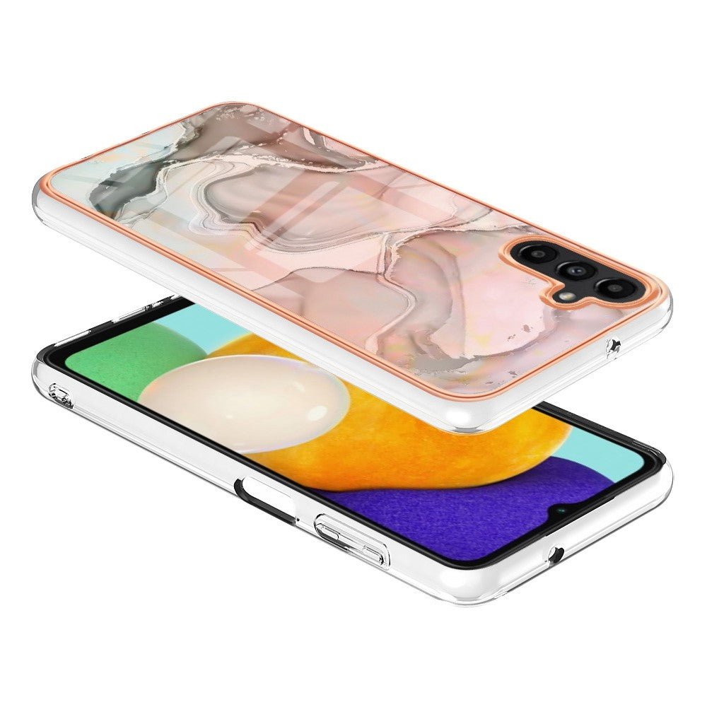 Galaxy A13 5G / M13 5G / A04 4G Schutzhülle – Mit Marmormuster 2,0 mm Galvanik-Rückseite
