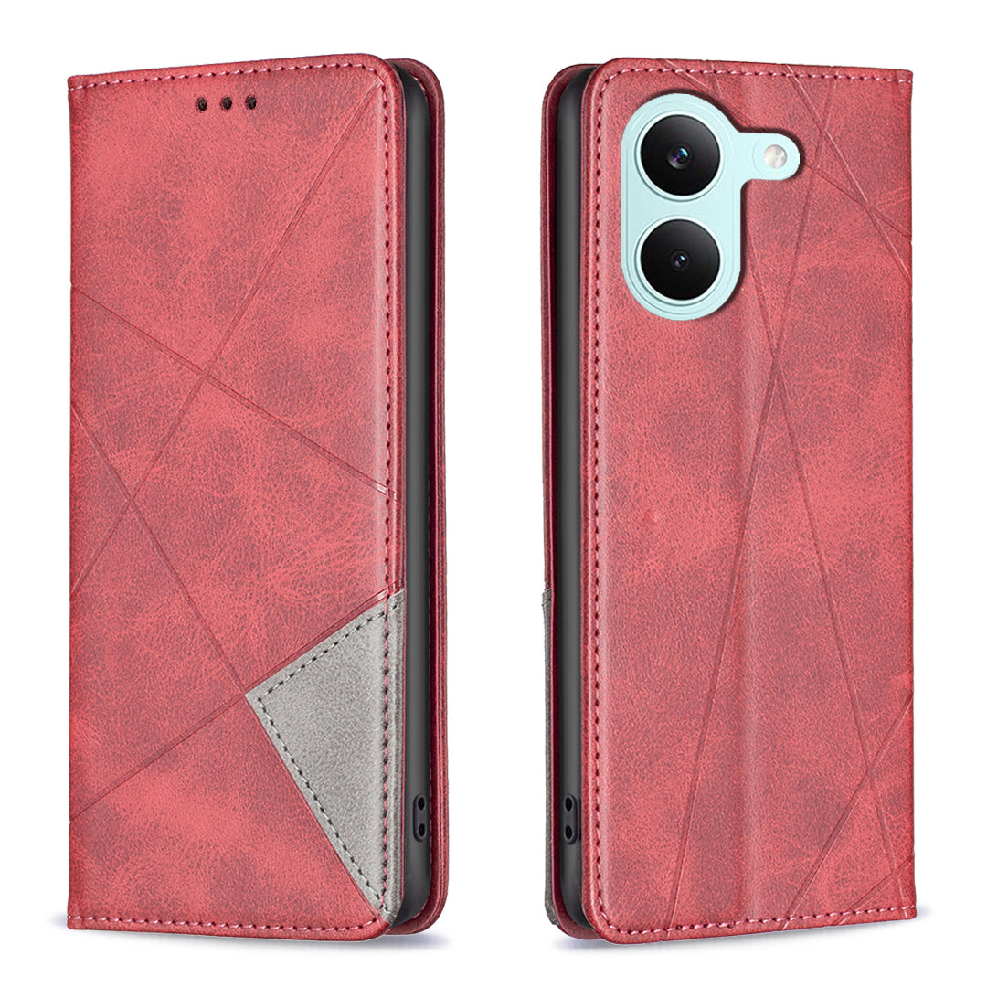 For Xiaomi Poco X8 Pro 5G Case Card Slots Geometry Imprint Leather Phone Cover