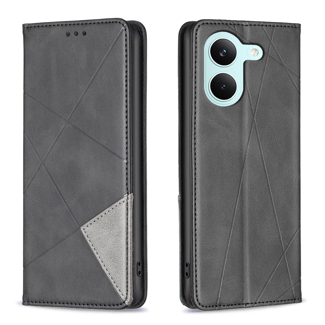 For Xiaomi Poco X8 Pro 5G Case Card Slots Geometry Imprint Leather Phone Cover