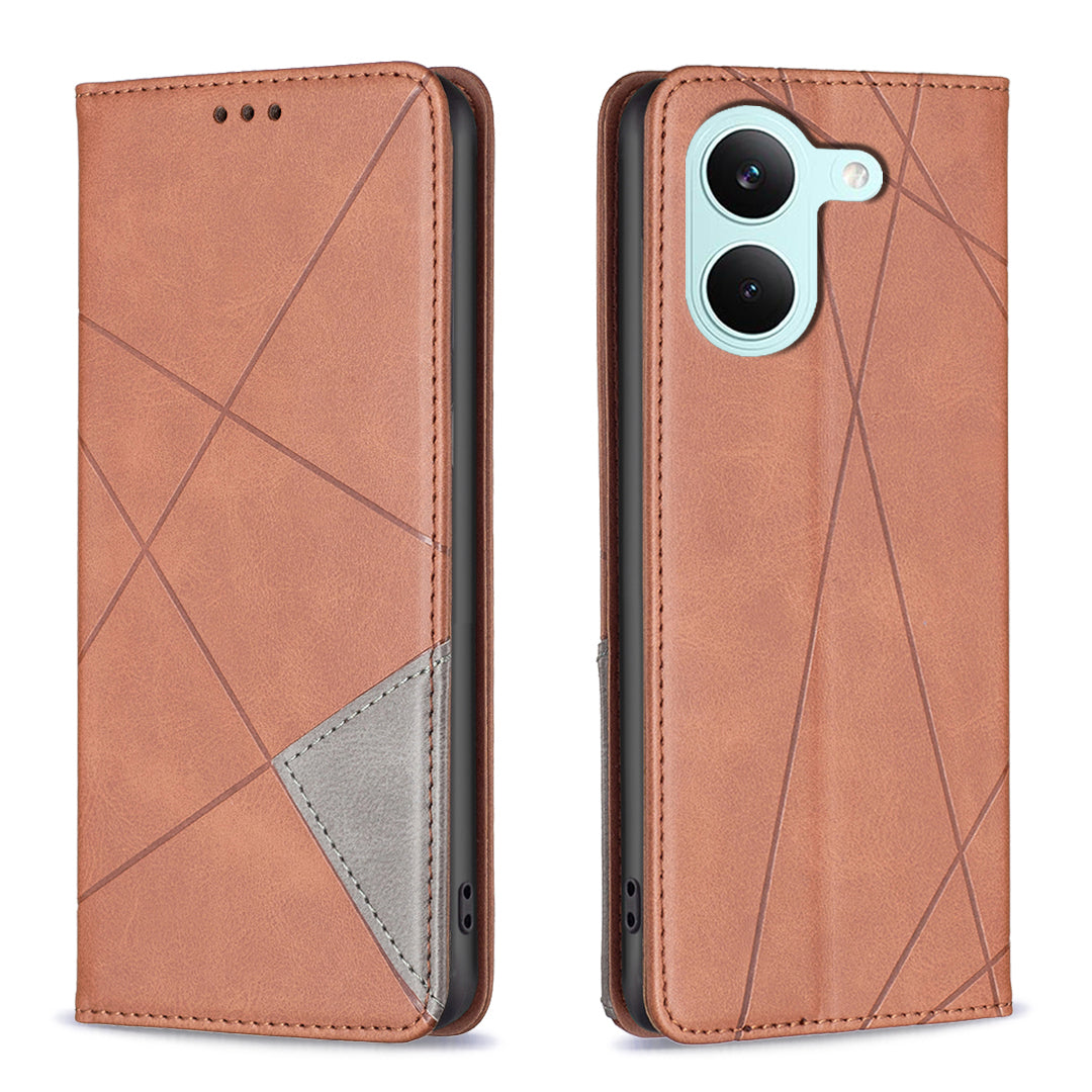 For Xiaomi Poco X8 Pro 5G Case Card Slots Geometry Imprint Leather Phone Cover