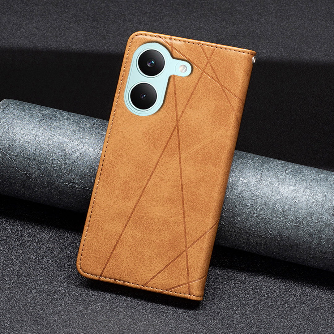 For Xiaomi Poco X8 Pro 5G Case Card Slots Geometry Imprint Leather Phone Cover