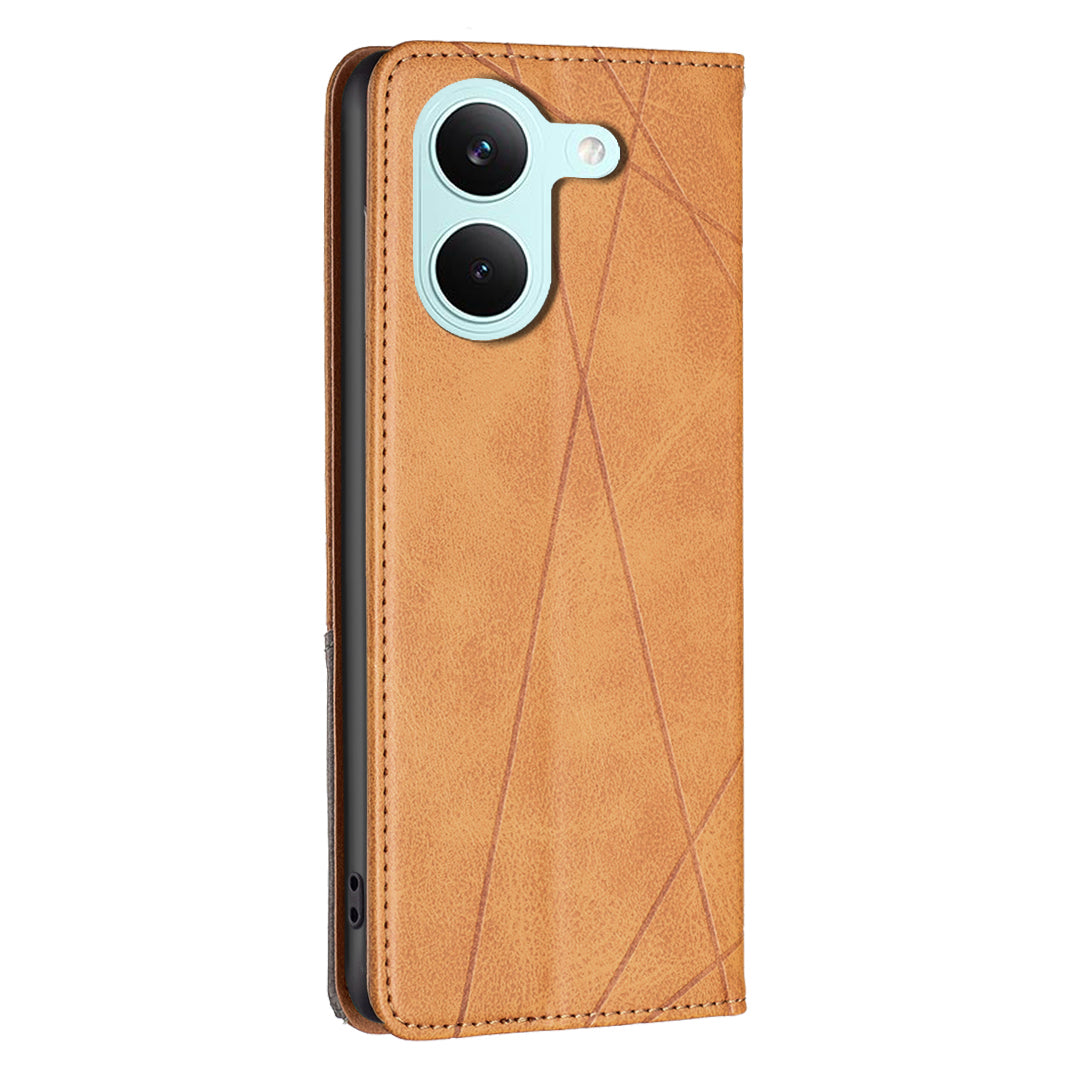 For Xiaomi Poco X8 Pro 5G Case Card Slots Geometry Imprint Leather Phone Cover