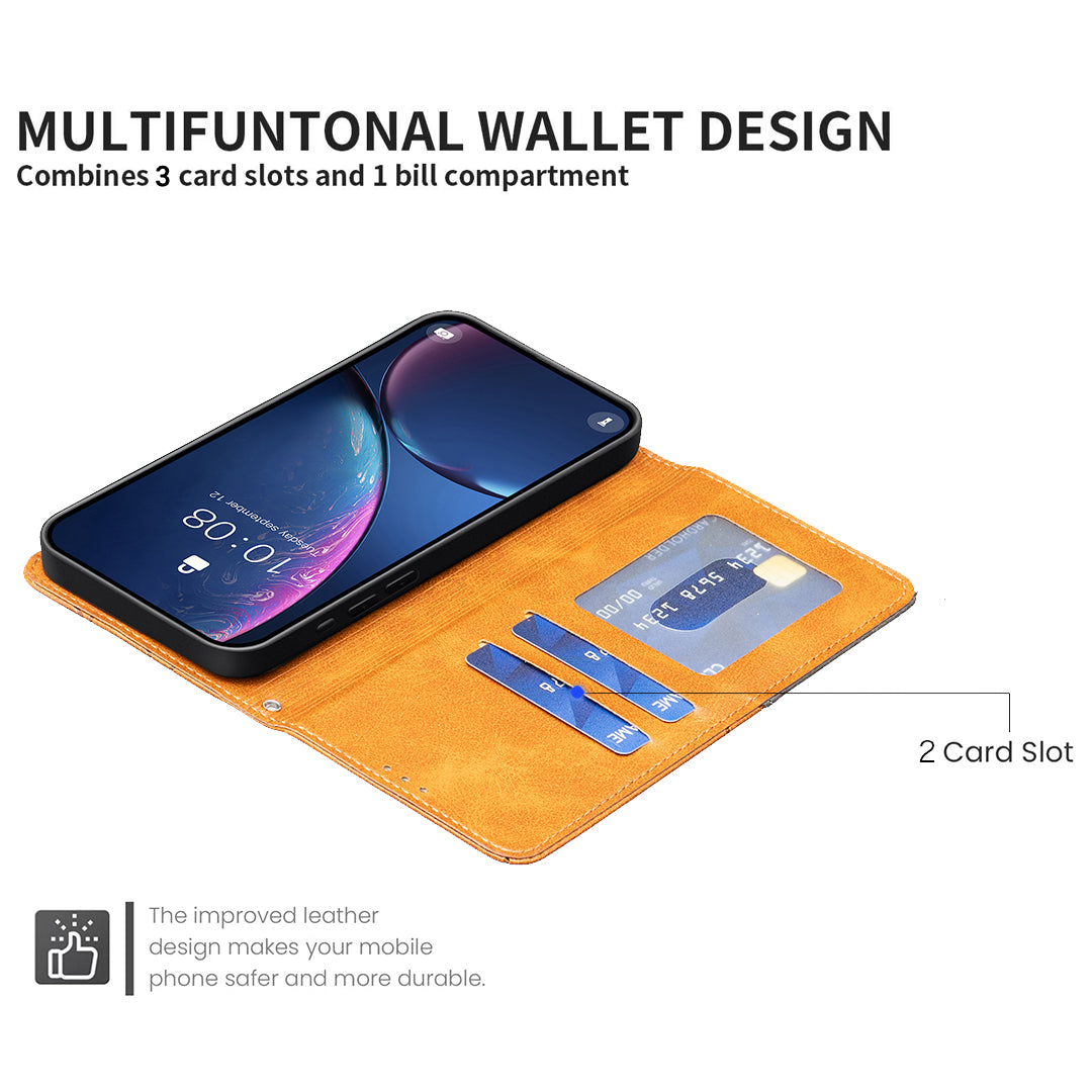 For Xiaomi Poco X8 Pro 5G Case Card Slots Geometry Imprint Leather Phone Cover