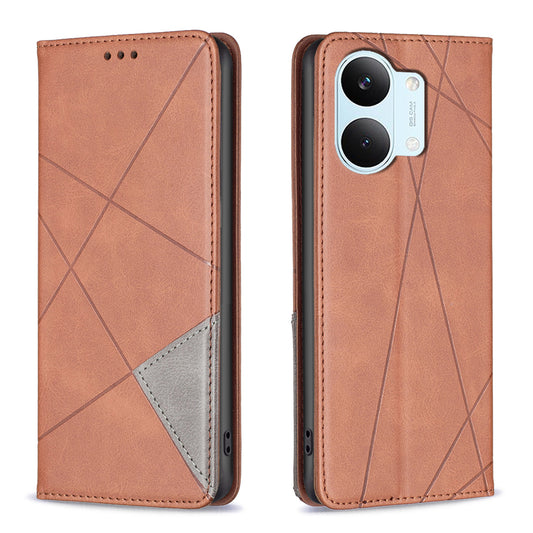 Xiaomi Poco X8 Pro Max 5G Handyhülle – Kartenfächer, Geometrie-Aufdruck, Leder