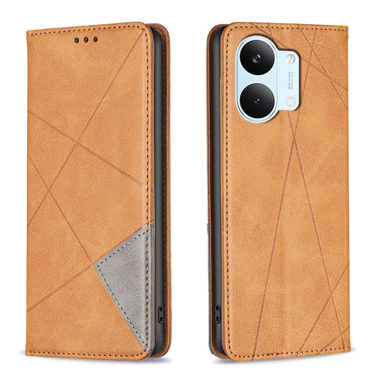 Xiaomi Poco X8 Pro Max 5G Handyhülle – Kartenfächer, Geometrie-Aufdruck, Leder