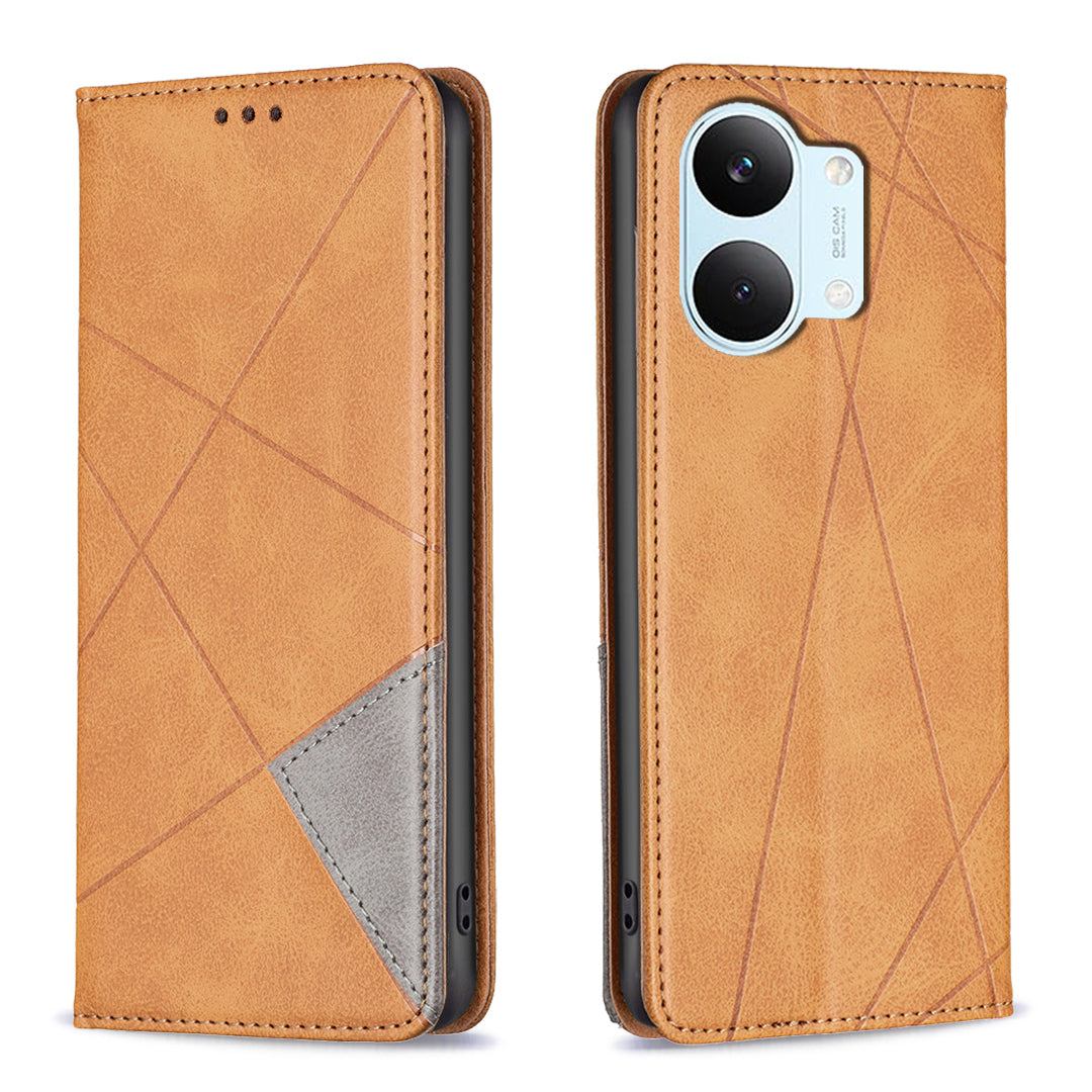 For Xiaomi Poco X8 Pro Max 5G Case Card Slots Geometry Imprint Leather Phone Cover