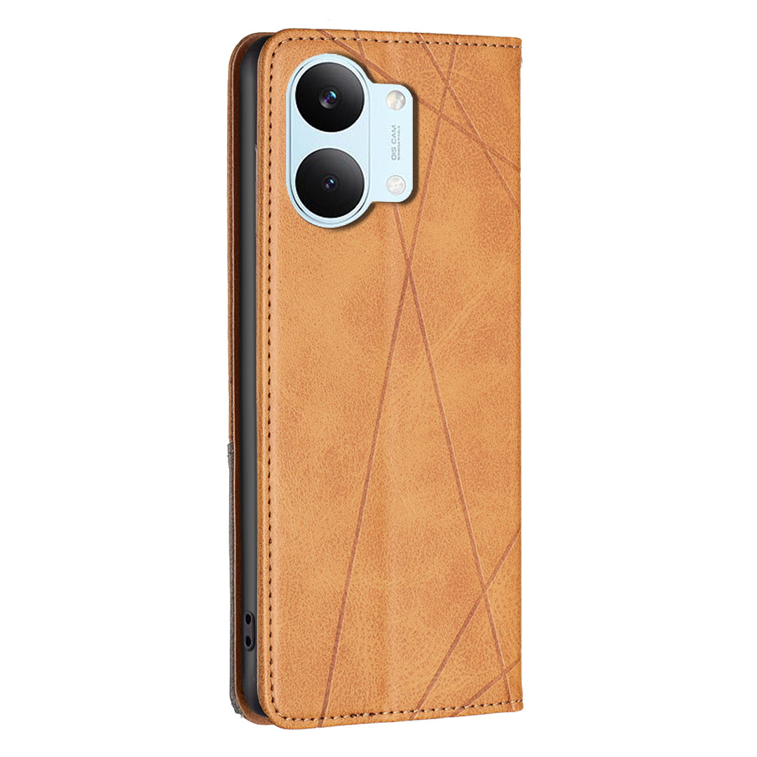 For Xiaomi Poco X8 Pro Max 5G Case Card Slots Geometry Imprint Leather Phone Cover