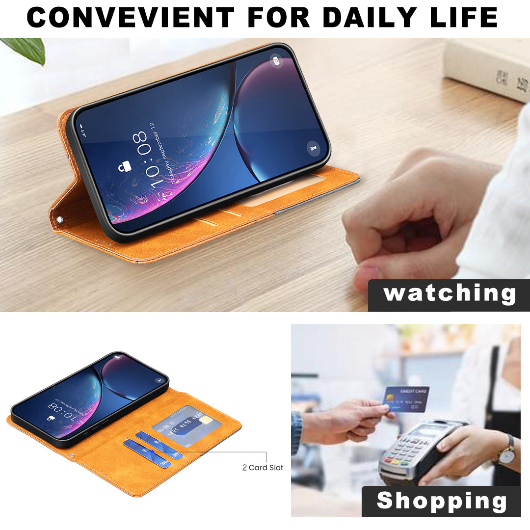 For Xiaomi Poco X8 Pro Max 5G Case Card Slots Geometry Imprint Leather Phone Cover