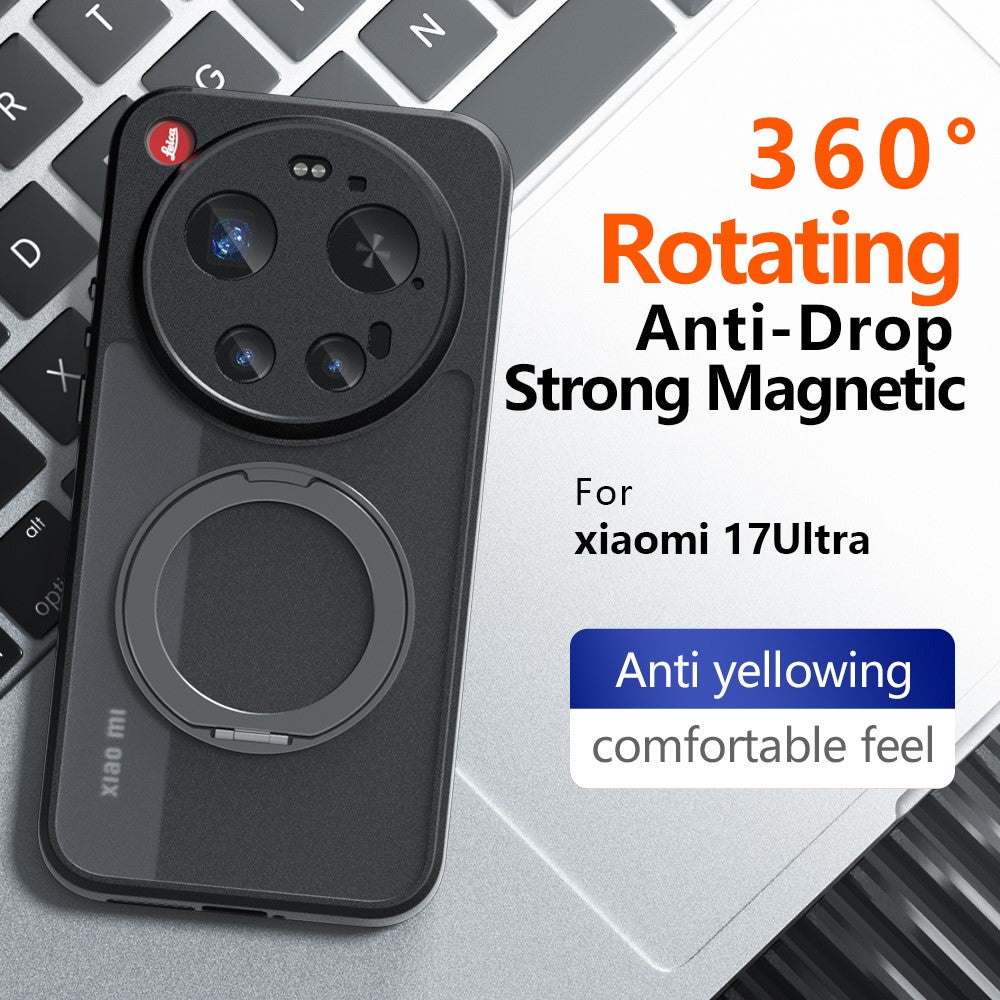 Xiaomi 17 Ultra 5G – Magnetische Handyhülle aus Metall, Kunststoff und TPU, mit Ständer, stoßfest, mit Soft-Touch-Oberfläche