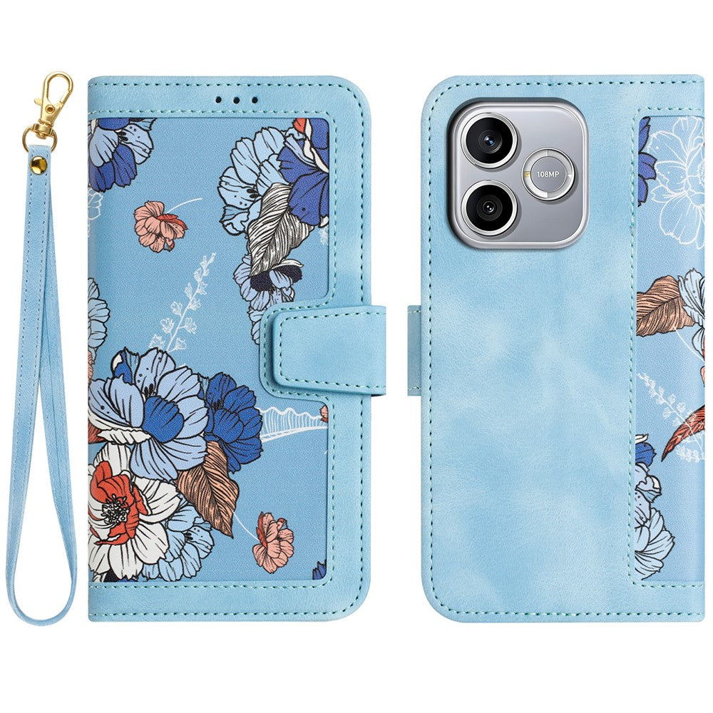 Honor 600 Lite 5G Wallet-Handyhülle – Aus PU-Leder, mit Blumenmuster & Kartenfächern