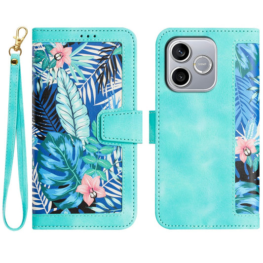 Honor 600 Lite 5G Wallet-Handyhülle – Aus PU-Leder, mit Blumenmuster & Kartenfächern