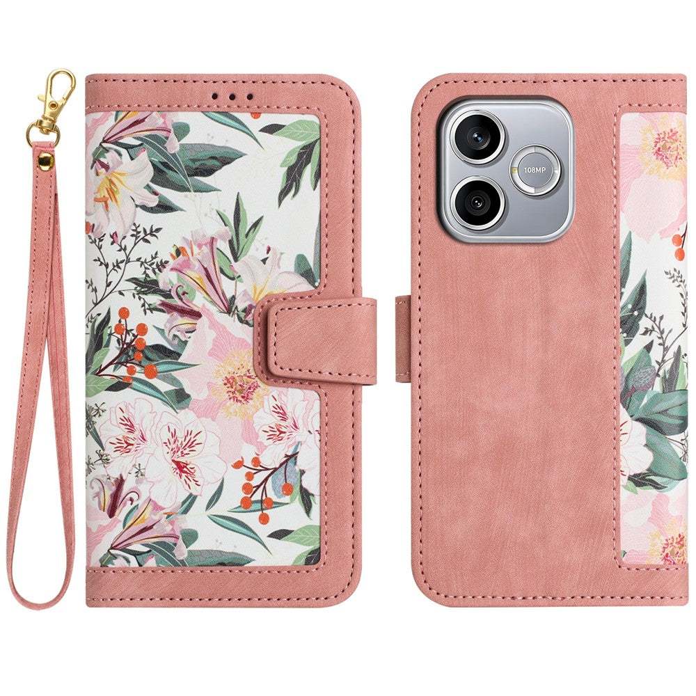 Honor 600 Lite 5G Wallet-Handyhülle – Aus PU-Leder, mit Blumenmuster & Kartenfächern