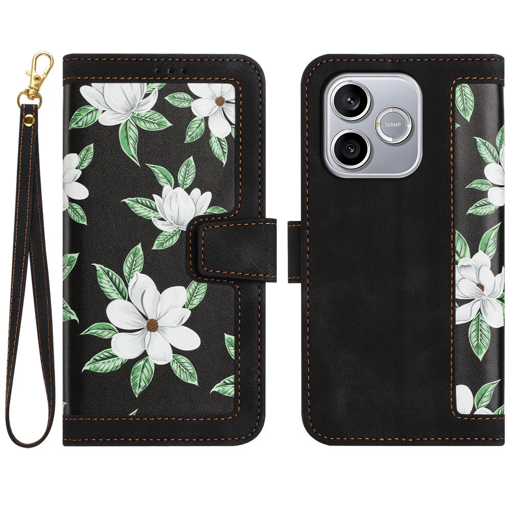 Honor 600 Lite 5G Wallet-Handyhülle – Aus PU-Leder, mit Blumenmuster & Kartenfächern