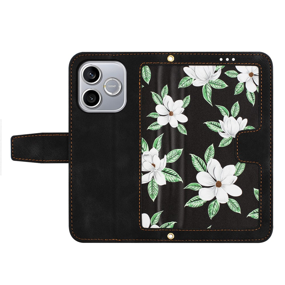 Honor 600 Lite 5G Wallet-Handyhülle – Aus PU-Leder, mit Blumenmuster & Kartenfächern