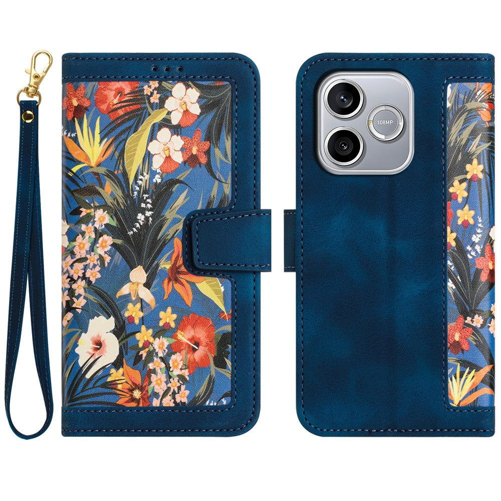 Honor 600 Lite 5G Wallet-Handyhülle – Aus PU-Leder, mit Blumenmuster & Kartenfächern