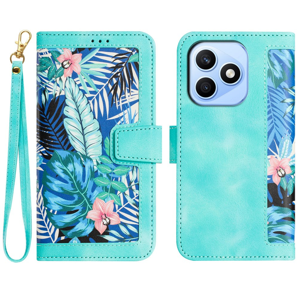 Honor X8d 4G Wallet-Handyhülle – Aus PU-Leder, mit Blumenmuster & Kartenfächern