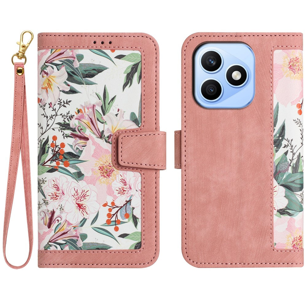 Honor X8d 4G Wallet-Handyhülle – Aus PU-Leder, mit Blumenmuster & Kartenfächern