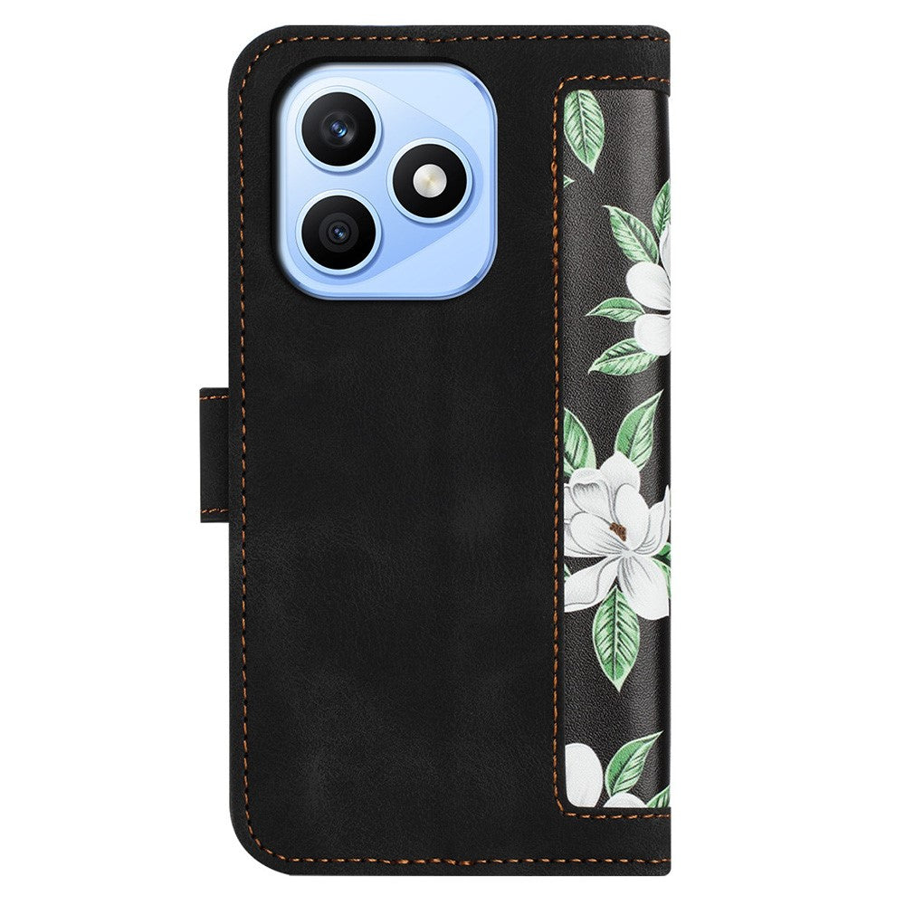 Honor X8d 4G Wallet-Handyhülle – Aus PU-Leder, mit Blumenmuster & Kartenfächern
