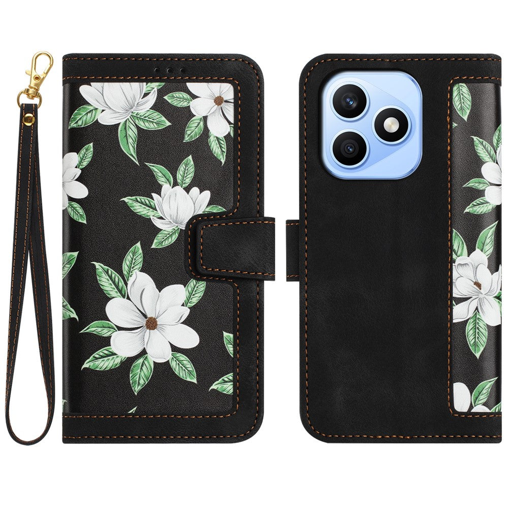 Honor X8d 4G Wallet-Handyhülle – Aus PU-Leder, mit Blumenmuster & Kartenfächern