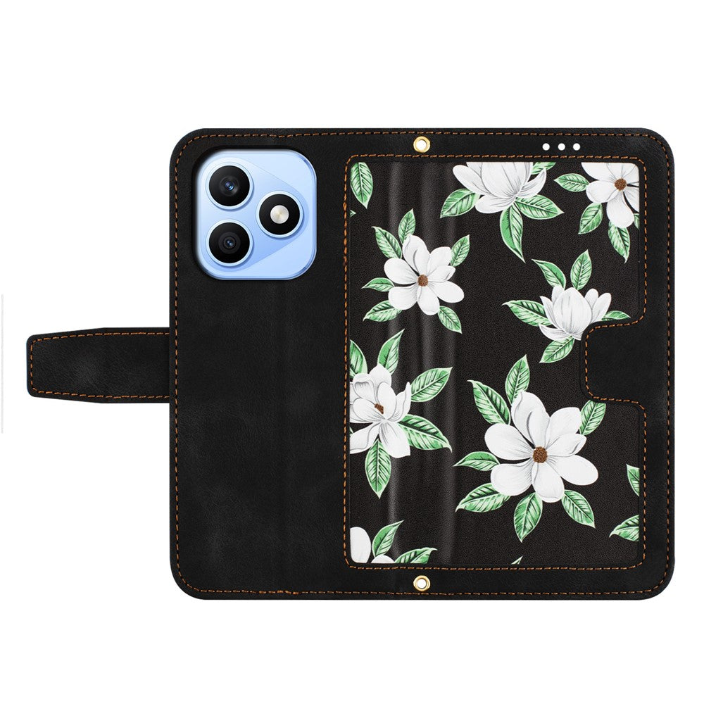 Honor X8d 4G Wallet-Handyhülle – Aus PU-Leder, mit Blumenmuster & Kartenfächern