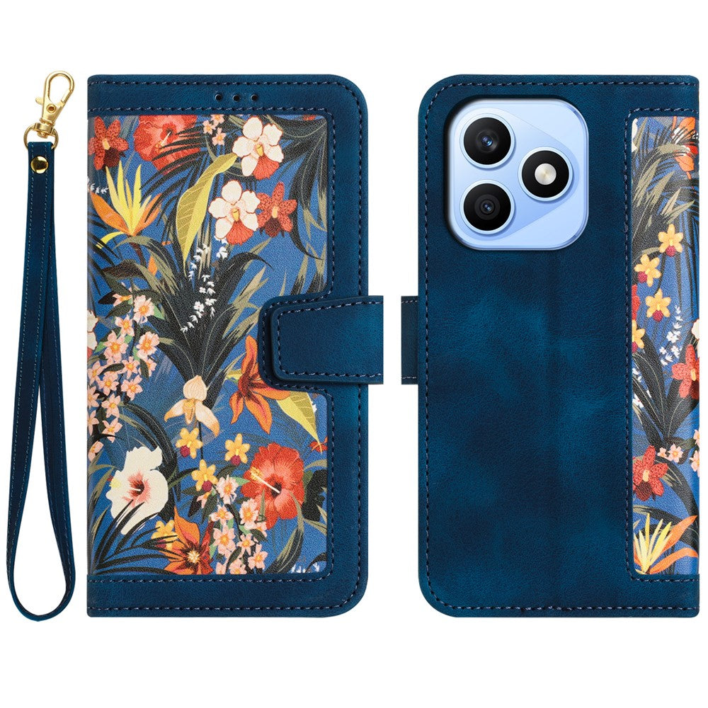 Honor X8d 4G Wallet-Handyhülle – Aus PU-Leder, mit Blumenmuster & Kartenfächern