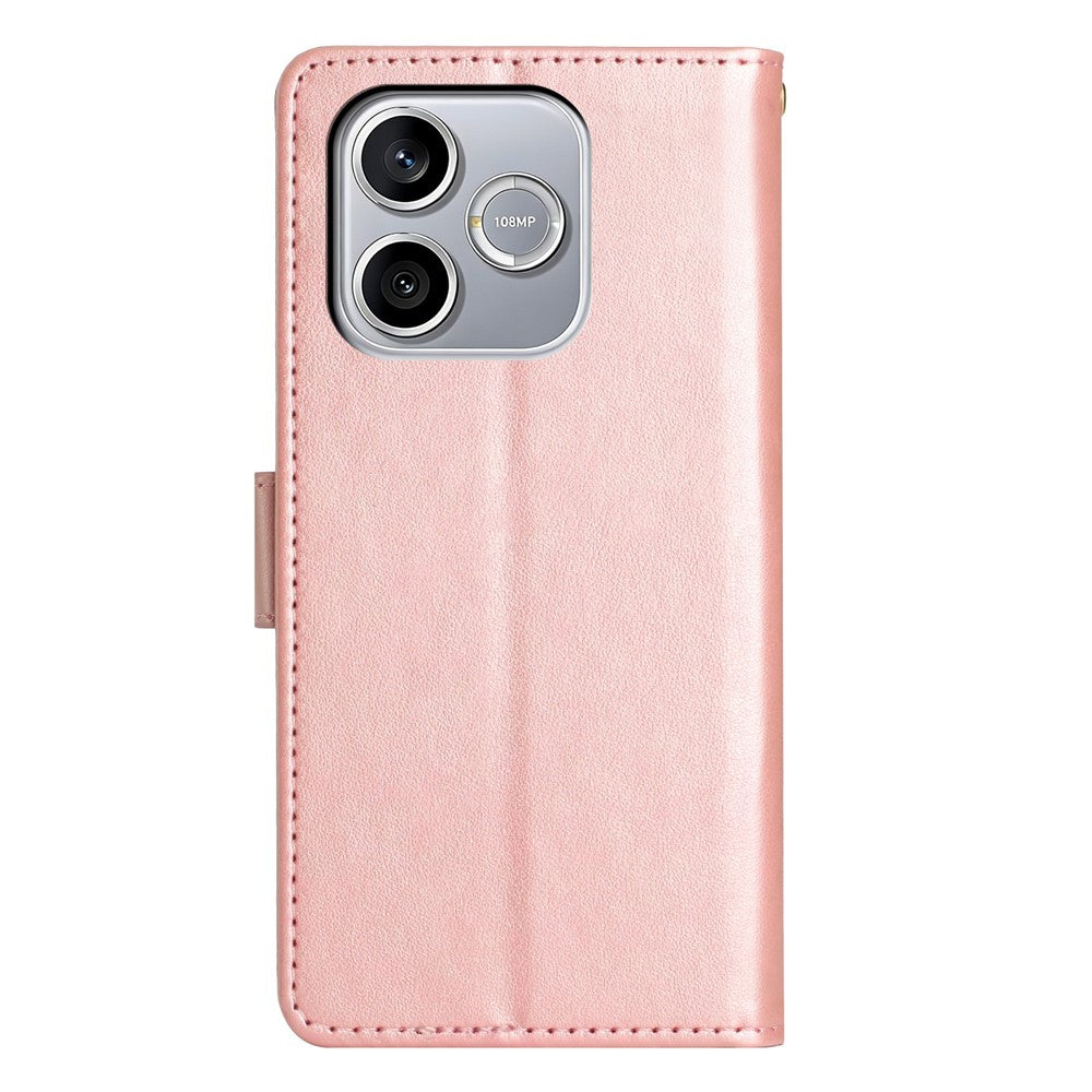 For Honor 600 Lite 5G Leather Wallet Case Butterfly Flower Imprinted Phone Cover with Strap