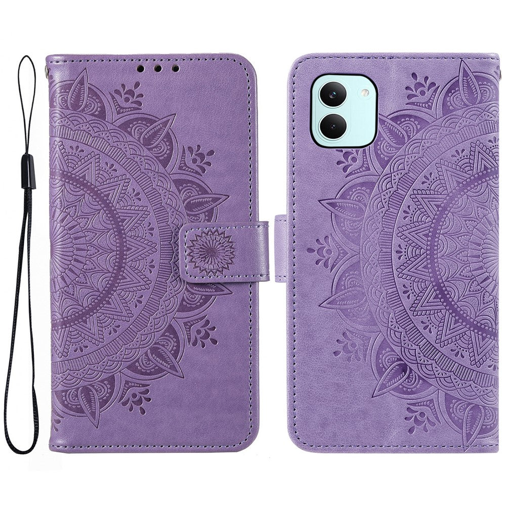 For Xiaomi Poco X8 Pro 5G  /  Redmi Turbo 5 5G Stand Case Imprinted Totem PU Leather Wallet Phone Cover with Wrist Strap