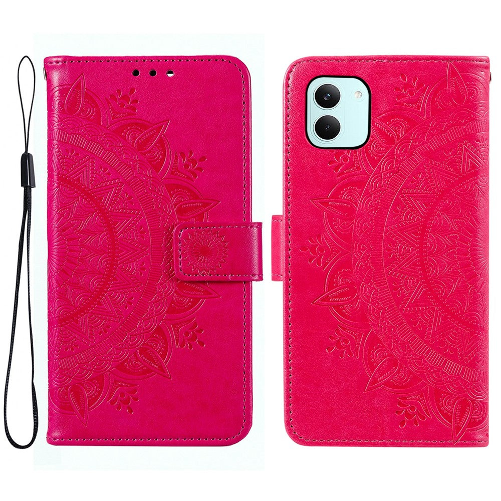 For Xiaomi Poco X8 Pro 5G  /  Redmi Turbo 5 5G Stand Case Imprinted Totem PU Leather Wallet Phone Cover with Wrist Strap