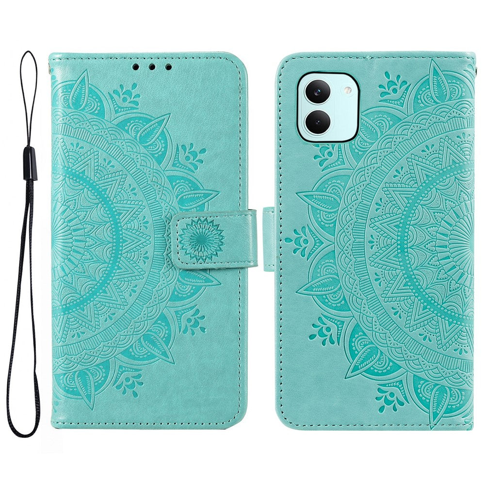 For Xiaomi Poco X8 Pro 5G  /  Redmi Turbo 5 5G Stand Case Imprinted Totem PU Leather Wallet Phone Cover with Wrist Strap