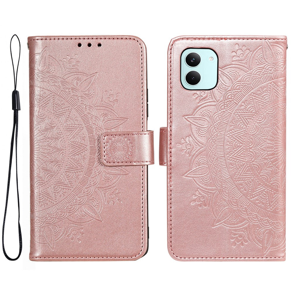 For Xiaomi Poco X8 Pro 5G  /  Redmi Turbo 5 5G Stand Case Imprinted Totem PU Leather Wallet Phone Cover with Wrist Strap