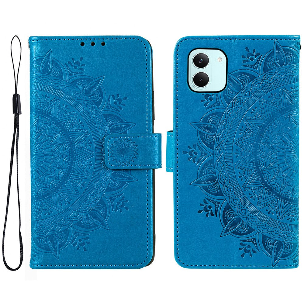 For Xiaomi Poco X8 Pro 5G  /  Redmi Turbo 5 5G Stand Case Imprinted Totem PU Leather Wallet Phone Cover with Wrist Strap
